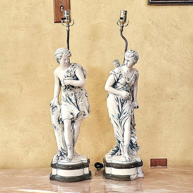 Vintage Neoclassical Figural Table Lamps Greco-Roman Sculptural Lamps - Pair For Sale In Washington DC - Image 6 of 18