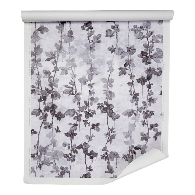 Blackberry Brambles Black and White Wallpaper For Sale