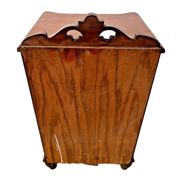 Wood Antique Italian Nightstand Cabinet With Drawer Hand Carved Walnut and Mahogany For Sale - Image 7 of 13