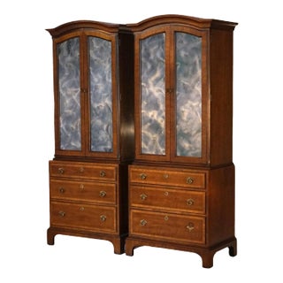 Pair of Henredon Mahogany Armoires with Graduated Drawers 20thC For Sale