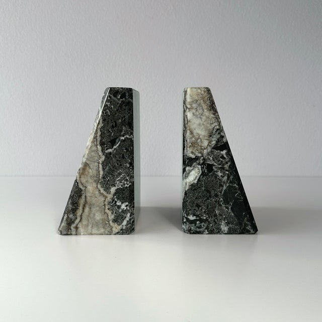 Green Late 20th Century Green Marble Slanted Bookends- Pair For Sale - Image 8 of 12