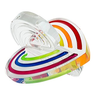 Michael Gitter Interlocking Hearts Lucite Sculpture "Rainbow Wings" For Sale