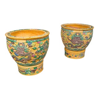 1930's Pair of Large Vintage Planters For Sale