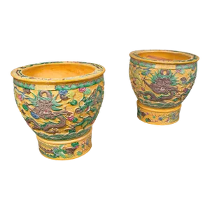 1930's Pair of Large Vintage Planters