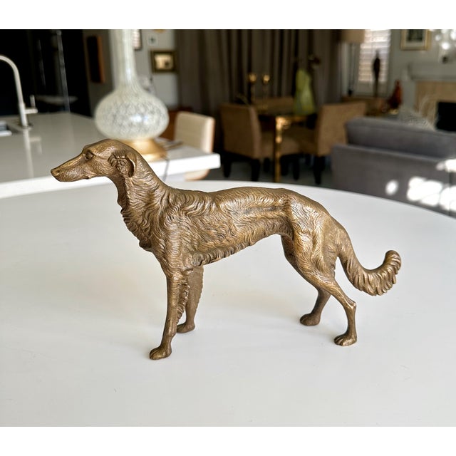 Traditional Bronze Sculpture of Borzoi or Russian Wolfhound For Sale - Image 3 of 17