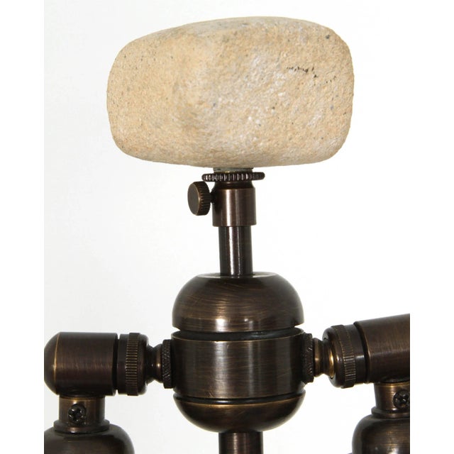 Large Fluted Rough-Hewn Stone Table Lamp For Sale In New York - Image 6 of 7