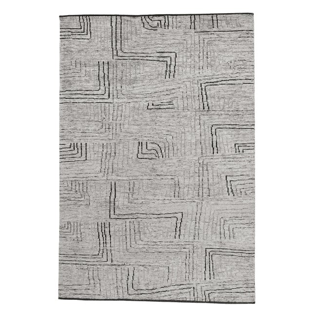Adrian Hand knotted Wool/Bamboo/Silk Ivory/Gray/Beige Rug-6'x9" For Sale