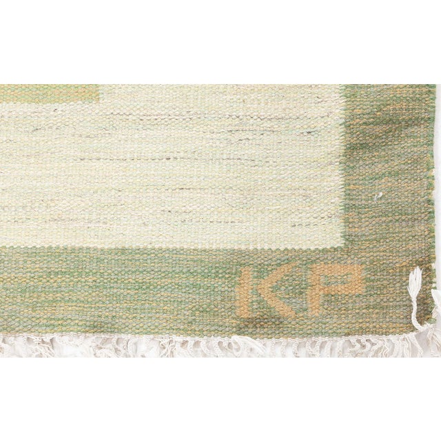 Vintage Swedish Flat Woven by Kerstin Persson Size: 6'7" × 9'3" (200 × 281 cm) A masterclass in mid-century Scandinavian...
