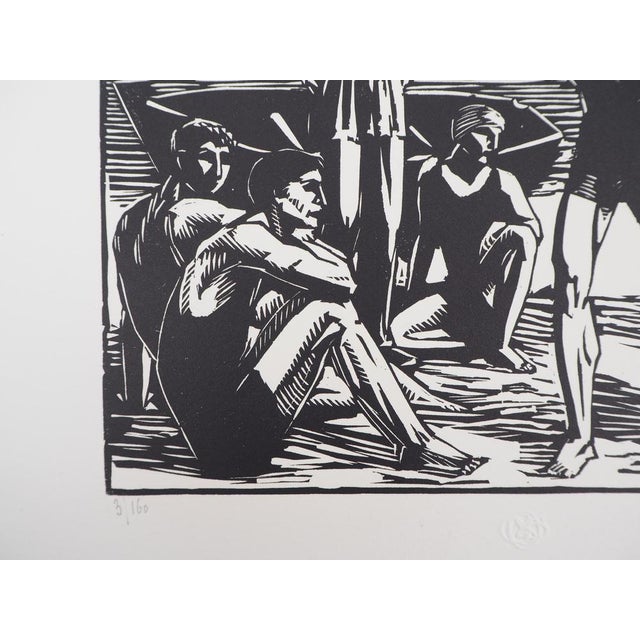 Raphael Drouart, Basque Country, Games on the Beach, 1928, Original Woodcut For Sale - Image 5 of 6