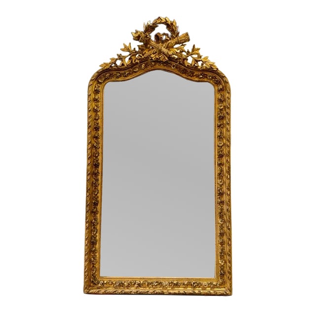 19th C. French Louis XVI Giltwood Mirror For Sale