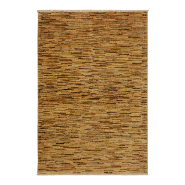1990s Boho Chic Gabbeh Beige/Rust Wool Rug - 3'10" X 5'9" For Sale