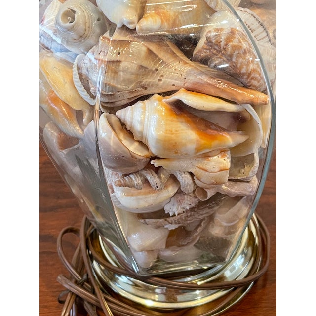 1980s Vintage Coastal Glass Ginger Jar Shell Lamps - Five Available For Sale - Image 5 of 8