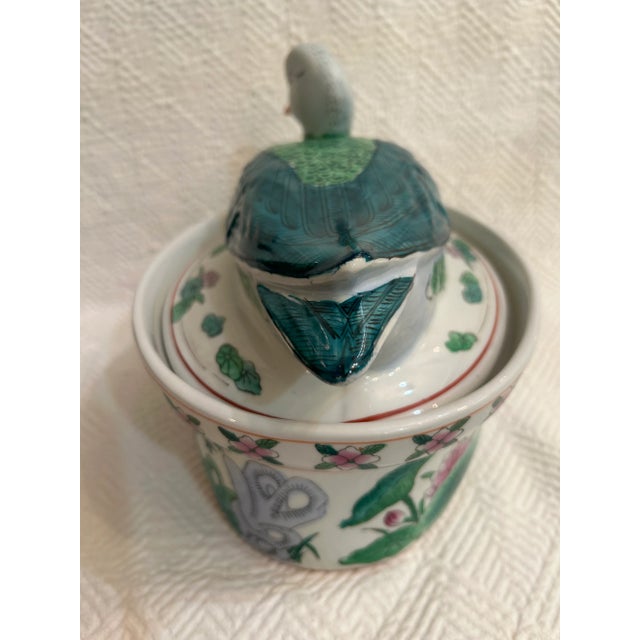 Mid 20th Century Vintage Hand Painted Chinoiserie Duck Tureen or Covered Dish For Sale - Image 5 of 12