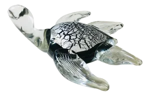 Murano Turtle With Silver Crackled Back