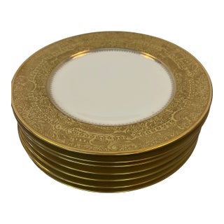 Mid 19th Century Superieur Limoges France 22k Gold Rim Dinner Plates For Sale