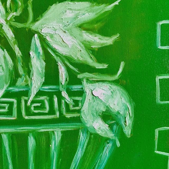 Original Chinoiserie Floral Urn Painting, Oil on Canvas, 24" X 30" by Tatiana Duperault For Sale - Image 4 of 6