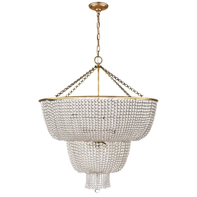 Jacqueline Two-Tier Chandelier in Hand-Rubbed Antique Brass with Clear Glass Designer: AERIN Fixture Height: 38" Canopy:...