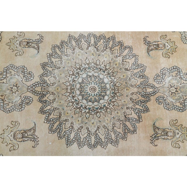 1960s Vintage Persian Handmade Wool Cotton Beige Area Rug For Sale - Image 9 of 11