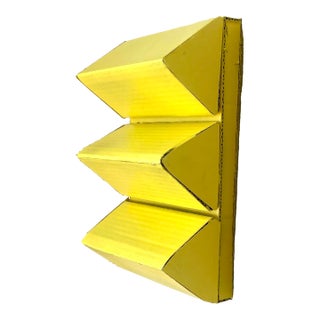 Geometric Wall Sculpture in Yellow For Sale