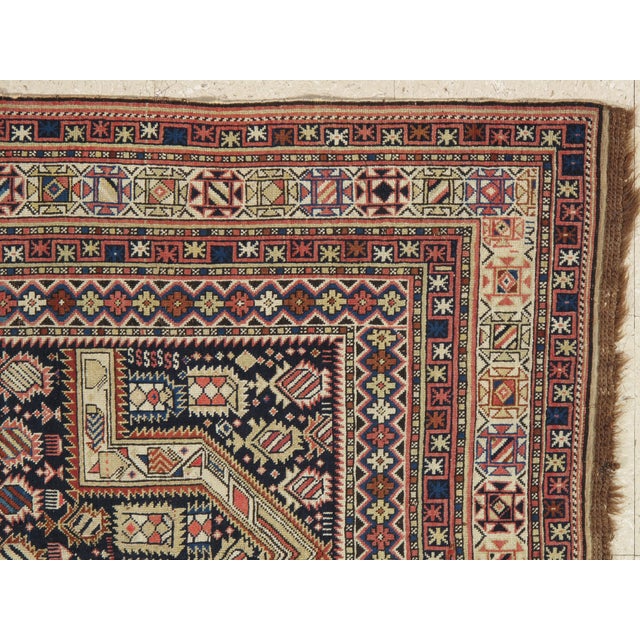 Navy Ground Antique Marasali Shirvan Prayer Rug, Hand Knotted, Wool Oriental Rug For Sale - Image 15 of 18