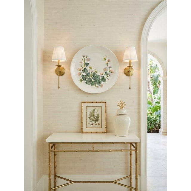 White Vintage Hand-Painted Relief Ceramic Botanical Platter – Pelargonium Floral Motif For Sale - Image 8 of 12