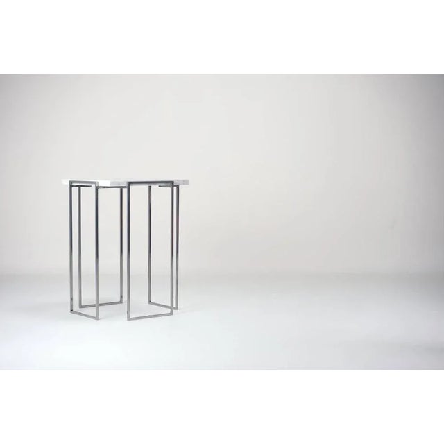 Carrara Marble Kaus Cromo Side Table by Nicola Di Froscia for DFdesignlab For Sale - Image 4 of 7