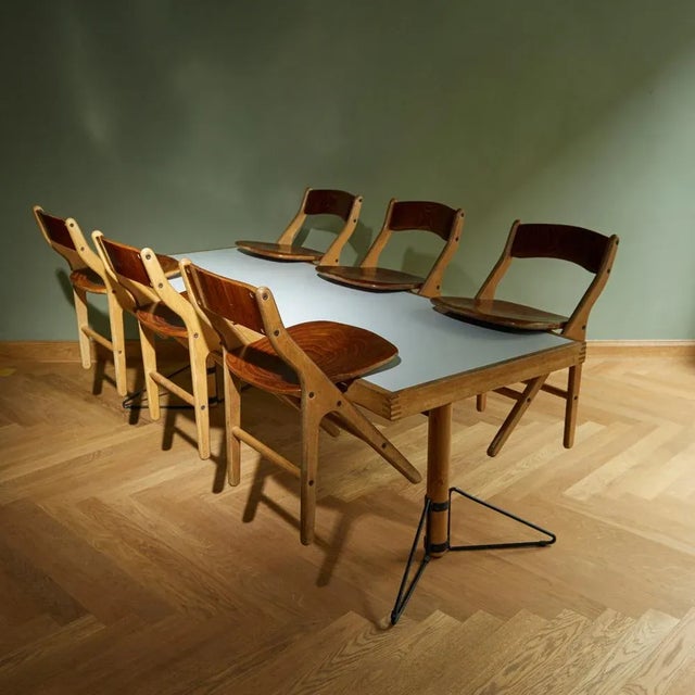 Dining Table and Chairs by Marc Held for Ibm, 1980s, Set of 7, in Good conditions. Designed 1980 to 1989
