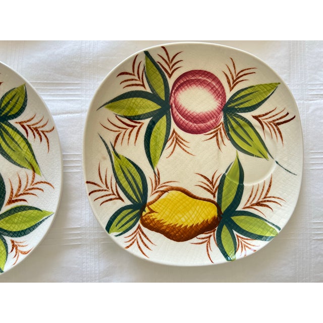 Vintage Ucagco Hand Painted Apple Pear Textured Dessert Plates, Made in Usa- Set of 4 For Sale In Miami - Image 6 of 12