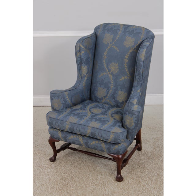 Pair Colonial Williamsburg Style Queen Anne Mahogany Wing Chairs For Sale - Image 4 of 18