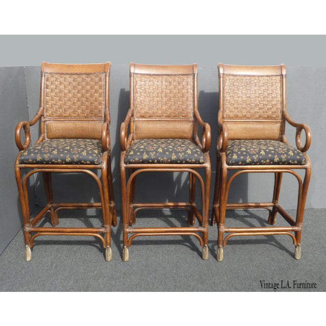Vintage Bamboo Rattan Style Black & Brown Bar Stools ... (640 x 640 Pixel)