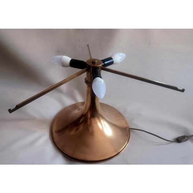 Gold Italian Sculptural Table Lamp in Brass and Acrylic Glass with Embedded Vienna Cane, Italy, 1975 For Sale - Image 8 of 14