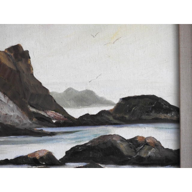 Wood Vintage Original Pacific Coast Oil Painting by Raymond Zurfluh For Sale - Image 7 of 11