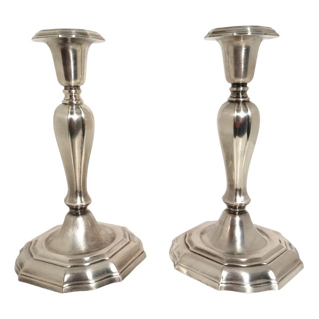 Neoclassical Candlesticks in Silver, Set of 2 For Sale