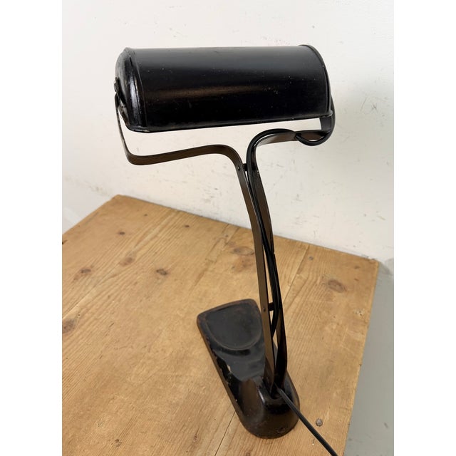 Vintage German Black Bank Lamp, 1930s For Sale - Image 6 of 17