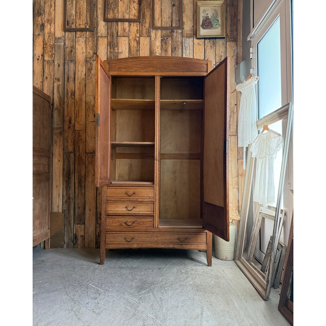 Large Art Deco Oak Wardrobe, 1930s For Sale - Image 3 of 16