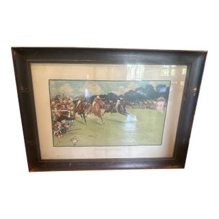 1901 Cecil Aldin Blue Market Races “The Finish” Lithograpg in Orig Frame For Sale