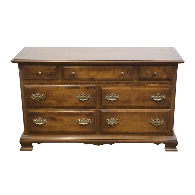 Italian Ethan Allen Classic Manor Solid Hard Rock Maple 56" Double Dresser 15-5202 For Sale - Image 3 of 13