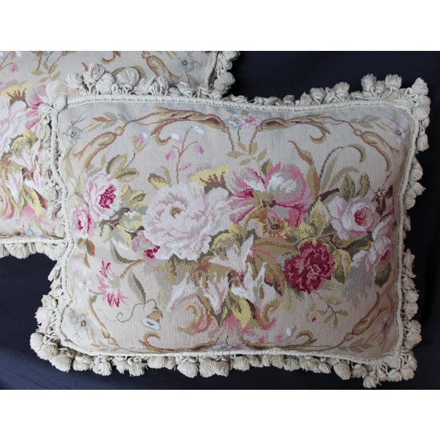 Vintage Floral Needlepoint Pillows - a Pair | Chairish