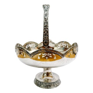 Antique Crescent Silver Mfg. Co. Repoussé Triple-Plated Dutch Motif Bridal Basket For Sale