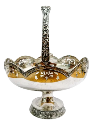 Antique Crescent Silver Mfg. Co. Repoussé Triple-Plated Dutch Motif Bridal Basket