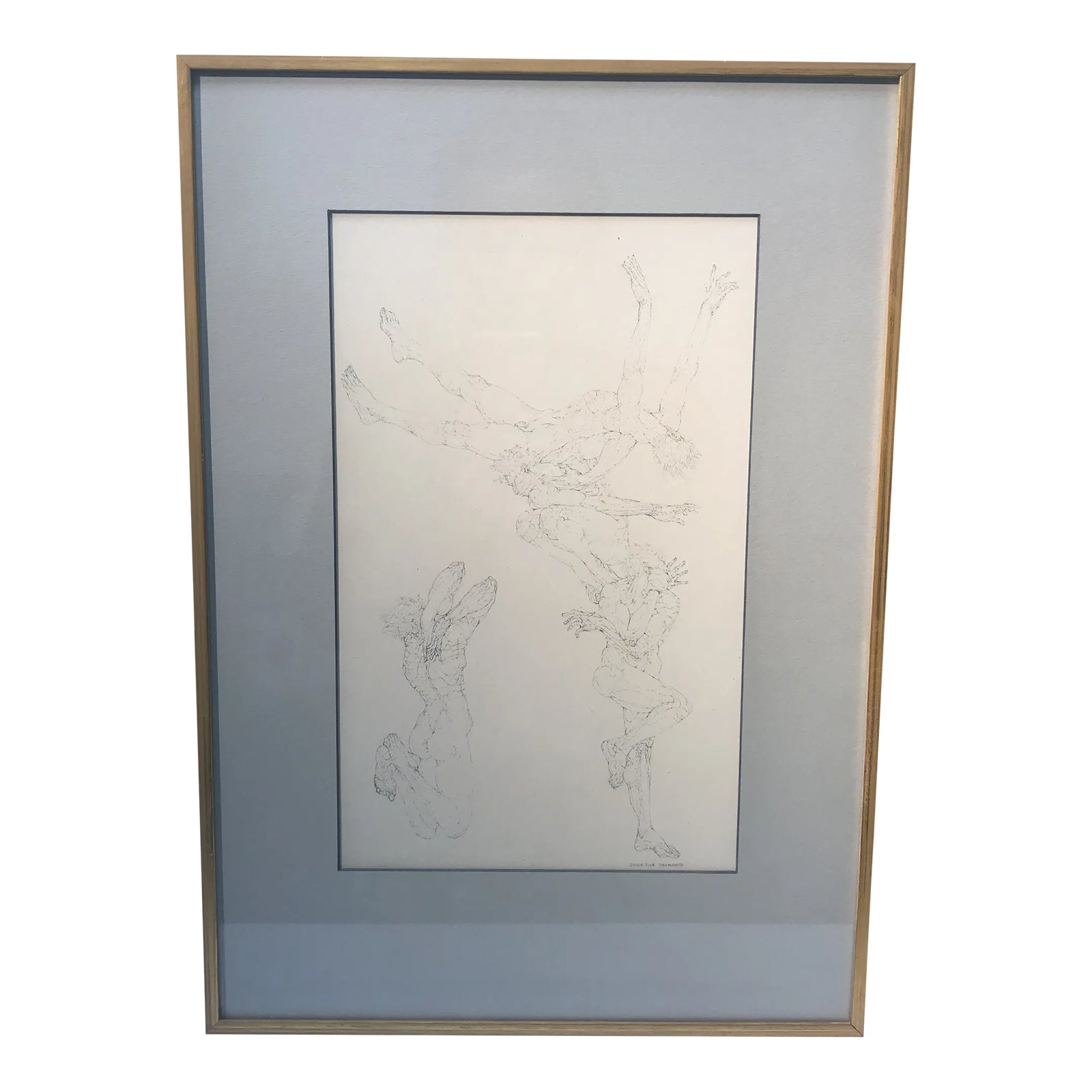 1968 John Silk Deckard Figurative Etching Print, Framed Chairish