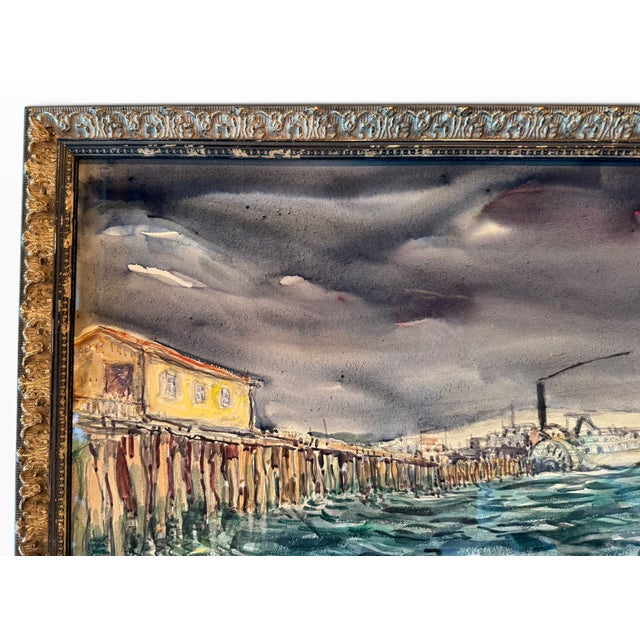 Paint Original 1932 John Wenger Watercolor "Coney Island in Winter" For Sale - Image 7 of 12