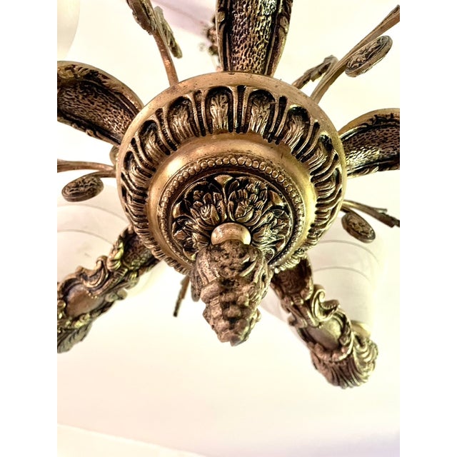 Neoclassical Bronze 6-Light Chandelier, 1950s For Sale - Image 4 of 13
