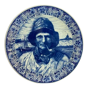 Delft Large Vintage Ceramic Plate Blue and White Dutch Holland Charger 1940s