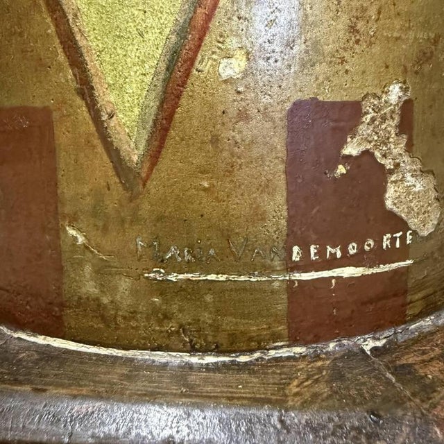 Large Antique Painted Earthenware Column with Golden Pheasants For Sale - Image 17 of 18