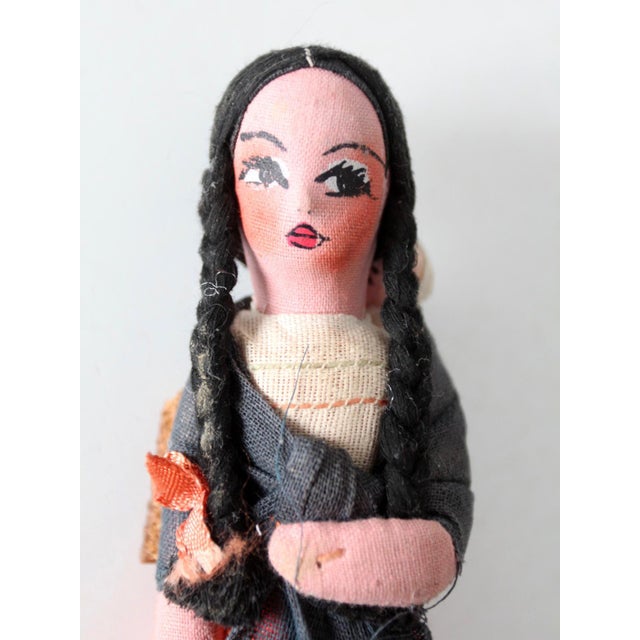 Vintage Handmade Folk Art Cloth Doll For Sale - Image 10 of 12