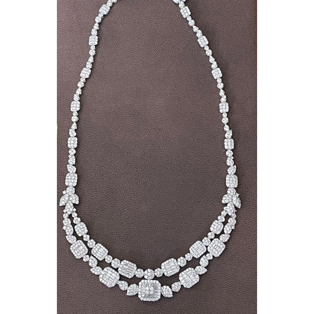 18 Carats VS E Quality Diamond 18 Karat White Gold Necklace Bridal Brand New For Sale - Image 12 of 18