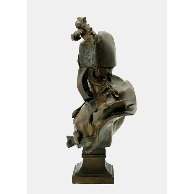 Bronze Bust of a Young Woman by Anton Nelson, 1890s For Sale - Image 5 of 13
