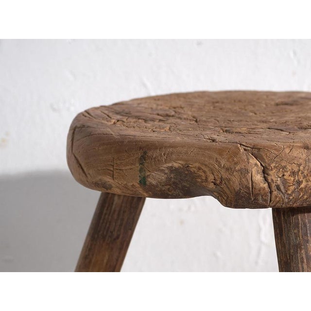 Brown Antique Handmade Stool, 1900 For Sale - Image 8 of 9
