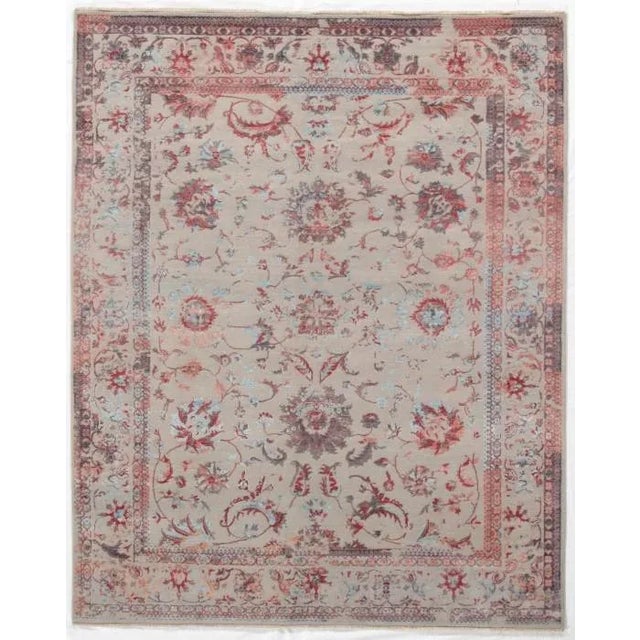 2010s Pasargad Wool and Silk Hand-Knotted Tan Modern Rug 8' X 10' For Sale - Image 5 of 5